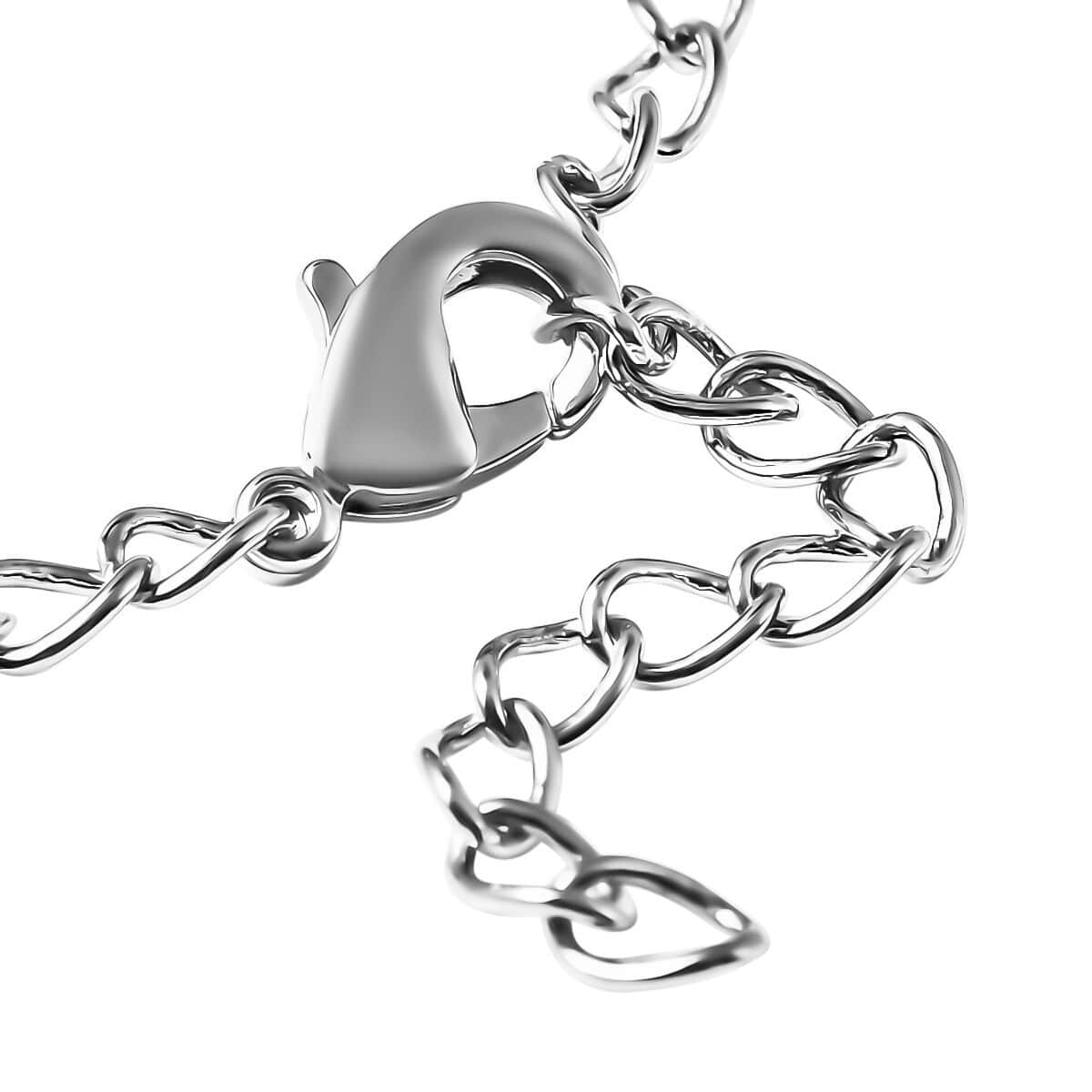 Simulated Red Diamond Bracelet in Silvertone, Diamond Heart Bracelet (6.5-8In) 11.10 ctw image number 3