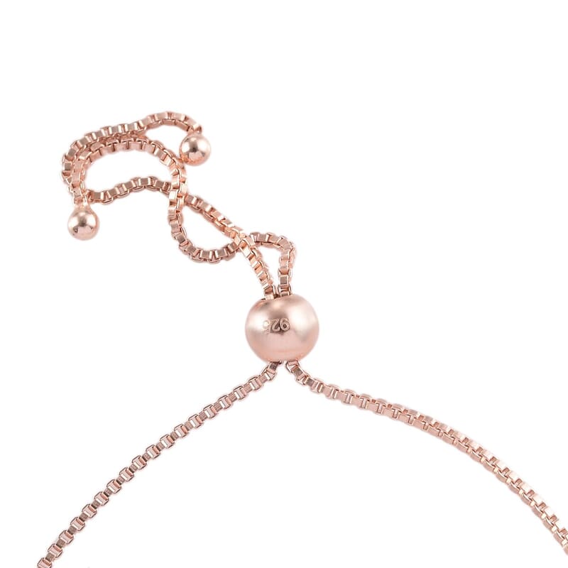 Artisan Crafted Beaded Bolo Bracelet in 14K Rose Gold Over Sterling Silver 4.25 Grams