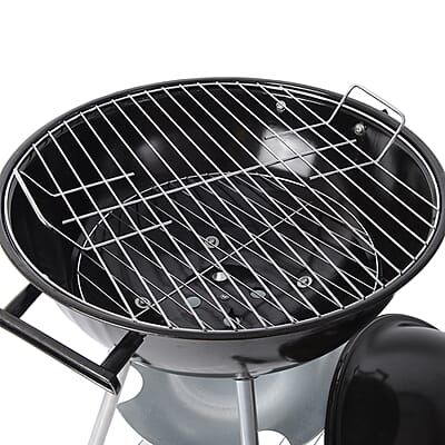 Black Charcoal BBQ Grill with Bottom Storage Shelf