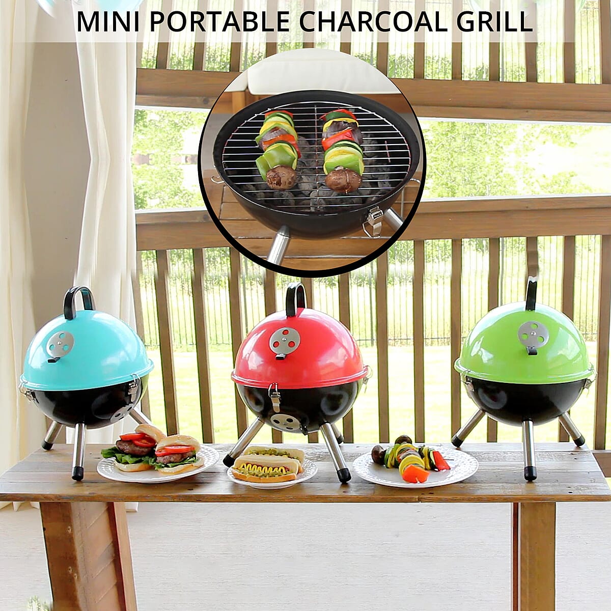 Red Mini Portable Charcoal Grill (12 in) image number 1