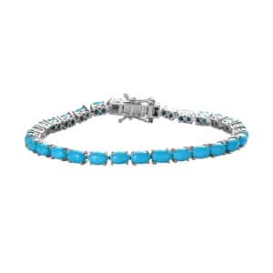 Sleeping Beauty Turquoise Bracelet in Platinum Over Sterling Silver, Tennis Bracelet, Silver Tennis (7.25 In) 13.50 ctw