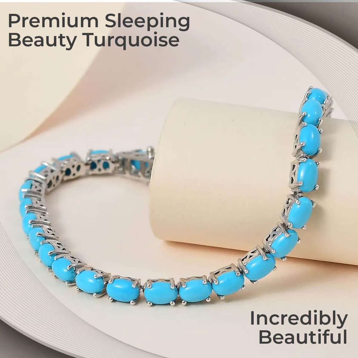 Sleeping Beauty Turquoise Bracelet in Platinum Over Sterling Silver, Tennis Bracelet, Silver Tennis (7.25 In) 13.50 ctw image number 1