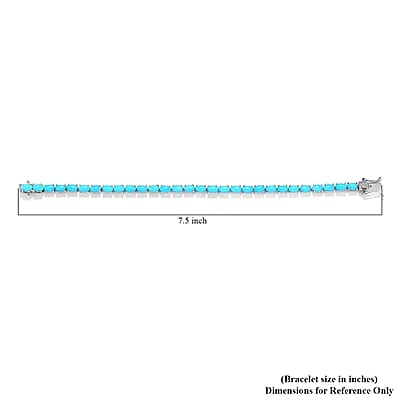 D'Joy Sleeping Beauty Turquoise 13.50 ctw Bracelet in Platinum Over Sterling Silver, Tennis Bracelet, Silver Tennis (7.25 In)