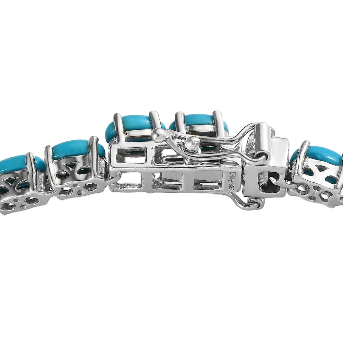 Sleeping Beauty Turquoise 14.70 ctw Bracelet in Platinum Over Sterling Silver (8.00 In) image number 4