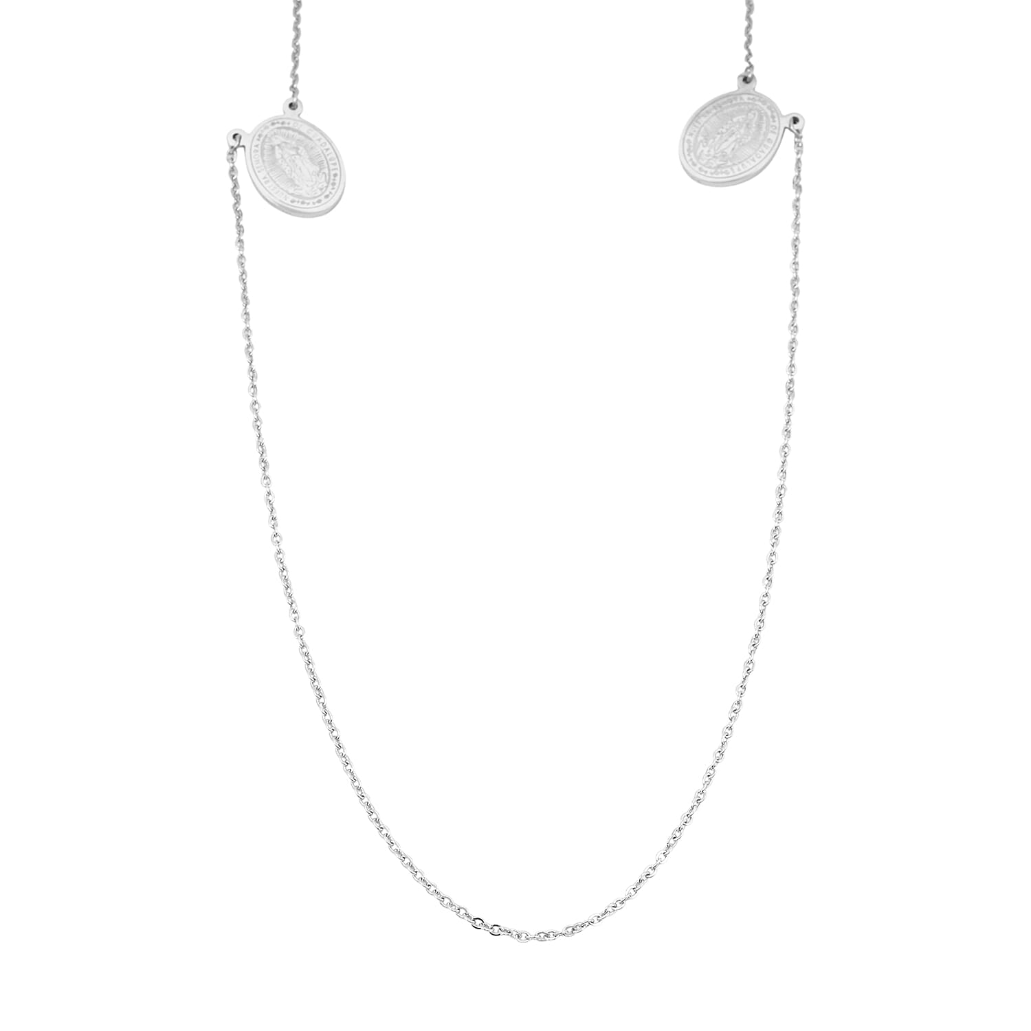 Double Ended Religious Necklace 14 Inches in Stainless Steel 11.10 Grams