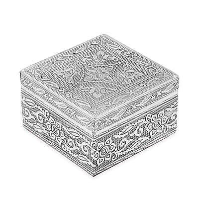 Set of 3 Handcrafted Mandala Embossed Aluminium Oxidized Multi-Purpose Nested Box with Scratch Protection Interior