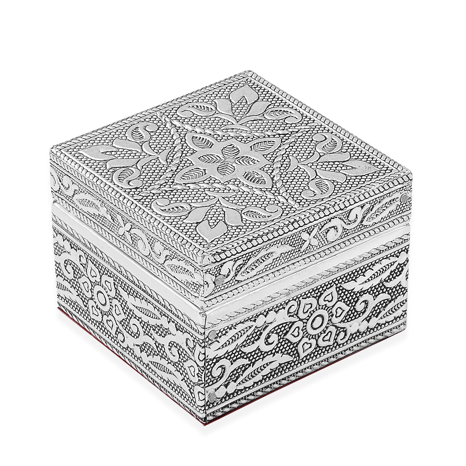 Set of 3 Handcrafted Mandala Embossed Aluminium Oxidized Multi-Purpose Nested Box with Scratch Protection Interior