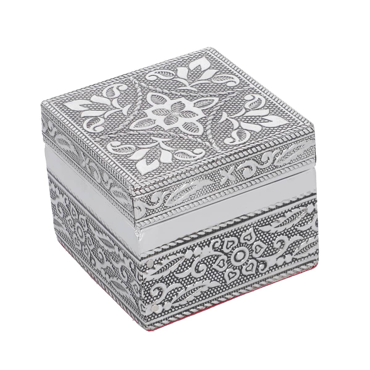 Set of 3 Handcrafted Mandala Embossed Aluminum Oxidized Multi-Purpose Nested Box with Scratch Protection Interior (4.75x4.75x2.5, 3.5x3.5x2.15, 2.5x2.5x1 in) image number 6