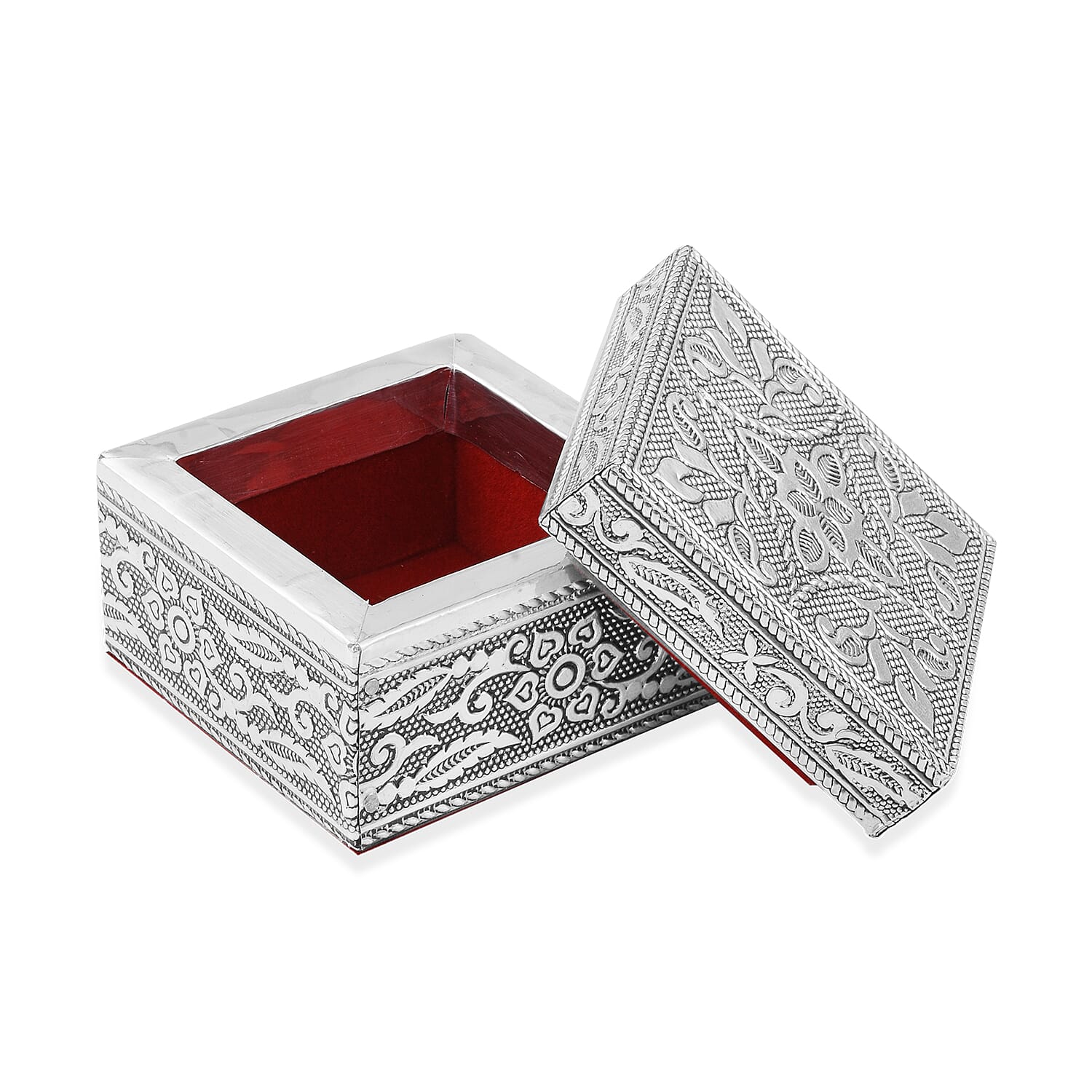 Set of 3 Handcrafted Mandala Embossed Aluminium Oxidized Multi-Purpose Nested Box with Scratch Protection Interior