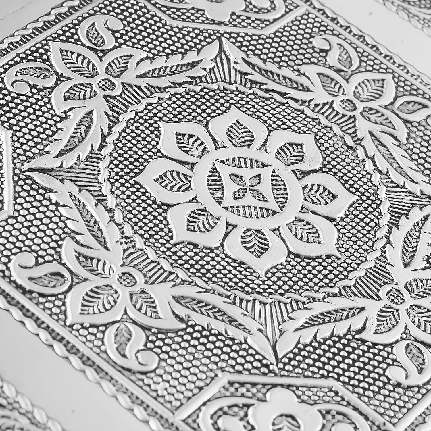 Set of 3 Handcrafted Mandala Embossed Aluminium Oxidized Multi-Purpose Nested Box with Scratch Protection Interior