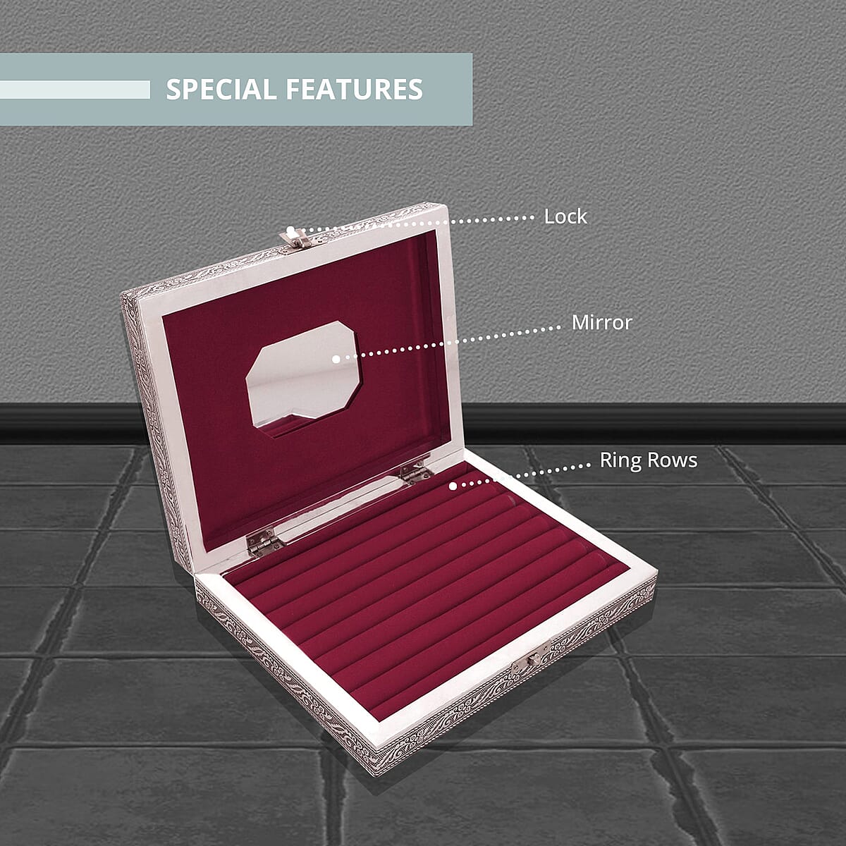 Handcrafted Aluminium Tree of Life Embossed Jewelry Box image number 2