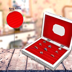 Handcrafted Elephant Embossed Aluminum Oxidized Jewelry Box with Anti-Tarnish & Scratch Protection Interior