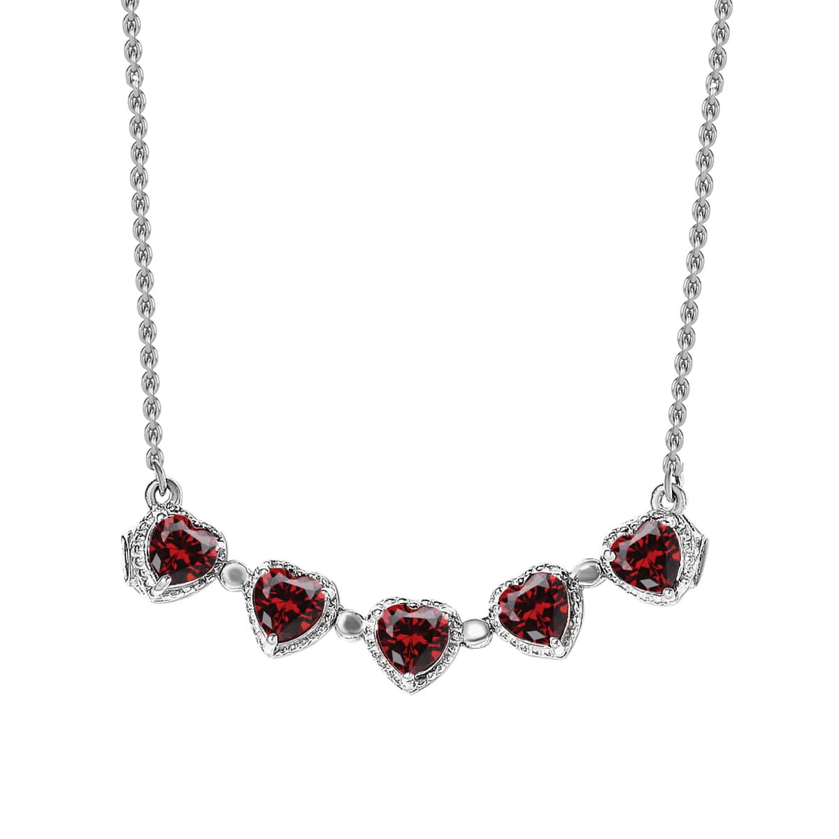 Mozambique Garnet Necklace in Sterling Silver, Fashion Necklace For Women, Heart Necklace Silver (18 Inches) image number 0