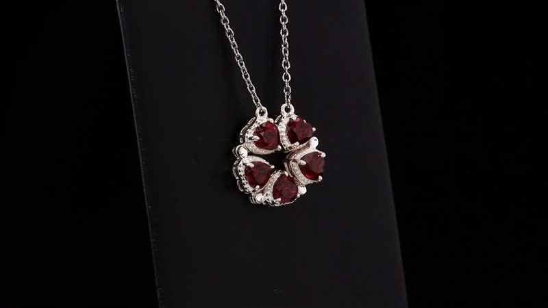 Mozambique Garnet Convertible Pendant Necklace 18 Inches in Sterling Silver 3.00 ctw