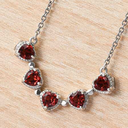 Mozambique Garnet Necklace in Sterling Silver, Fashion Necklace For Women, Heart Necklace Silver (18 Inches) image number 1
