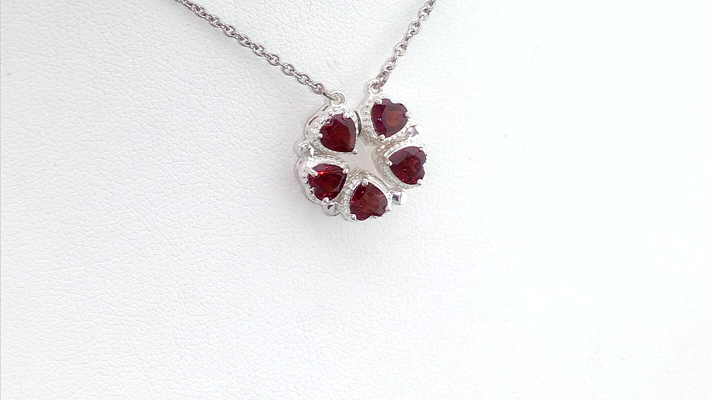 Mozambique Garnet Convertible Pendant Necklace 18 Inches in Sterling Silver 3.00 ctw