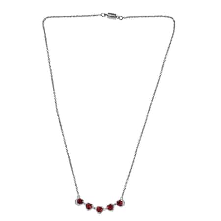 Mozambique Garnet Necklace in Sterling Silver, Fashion Necklace For Women, Heart Necklace Silver (18 Inches) image number 2