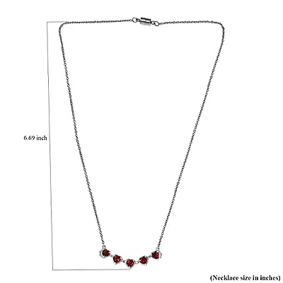 D'Joy Mozambique Garnet Necklace in Sterling Silver, Fashion Necklace For Women, Heart Necklace Silver (18 Inches) 3.10 ctw