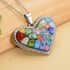 Multi Color Murano Style Necklace in Stainless Steel, Heart Pendant For Women (20 Inches) image number 1