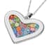 Multi Color Murano Style Necklace in Stainless Steel, Heart Pendant For Women (20 Inches) image number 4