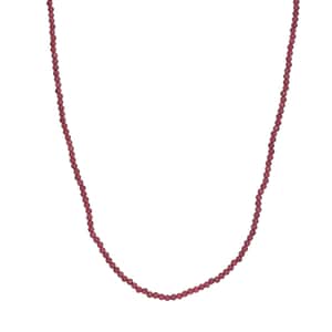 Orissa Rhodolite Garnet Beaded Necklace 20 Inches with Lobster Lock in Sterling Silver 45.00 ctw