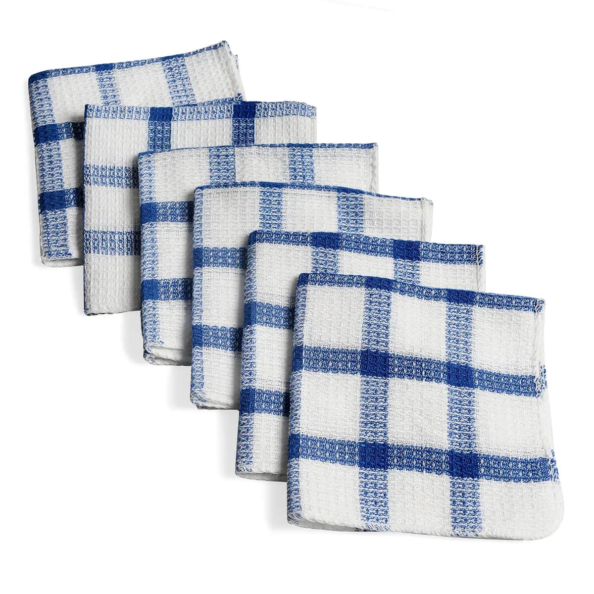 Set of 24 Blue Checkered Pattern Cotton Kitchen Towels Dish Cloth Scrubbing Towels Clothes Cleaning Rags Kitchen Essentials image number 6