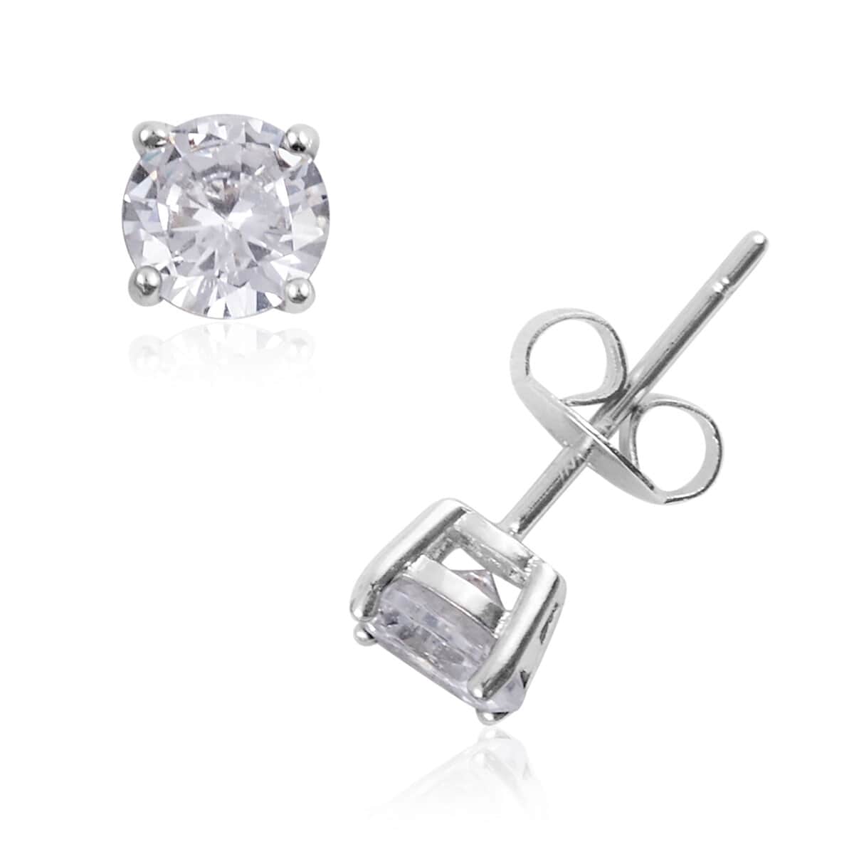 Simulated Diamond Stud Earrings and Bracelet in Silvertone (7.00 In) image number 4