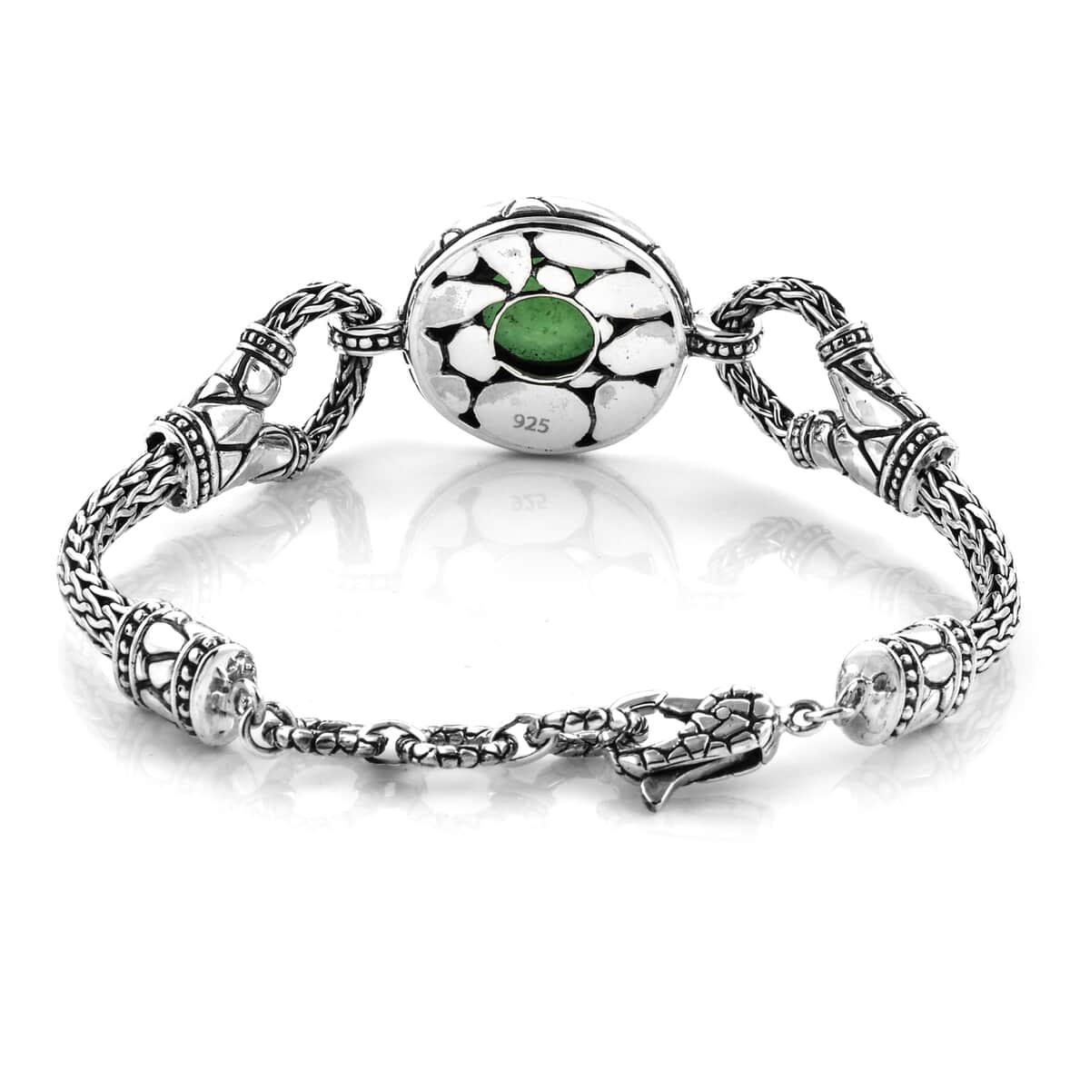 Bali Legacy Green Jade (D) Toggle Clasp Bracelet in Sterling Silver (7.50 In) 10.00 ctw image number 2