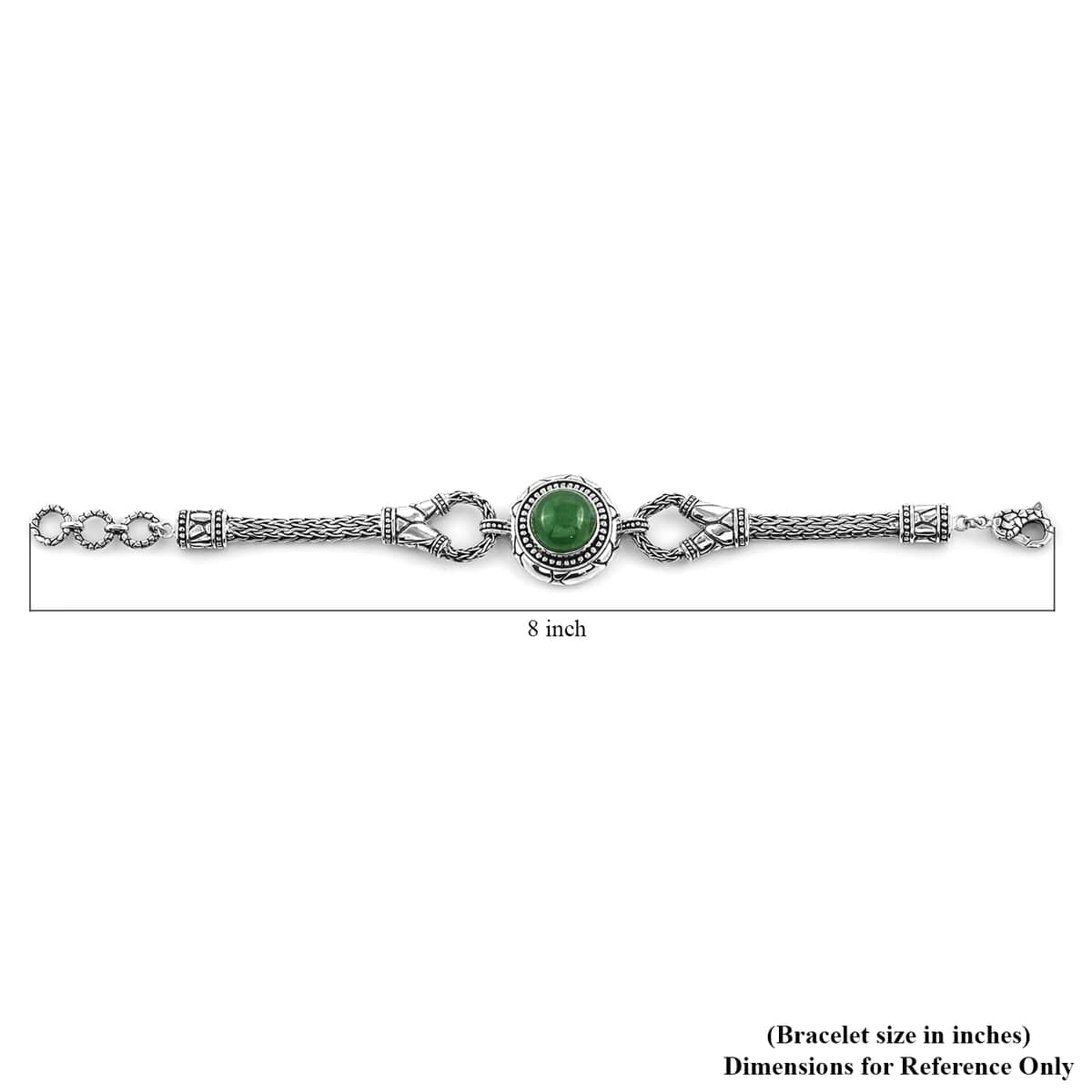 Bali Legacy Green Jade (D) Toggle Clasp Bracelet in Sterling Silver (7.50 In) 10.00 ctw image number 4