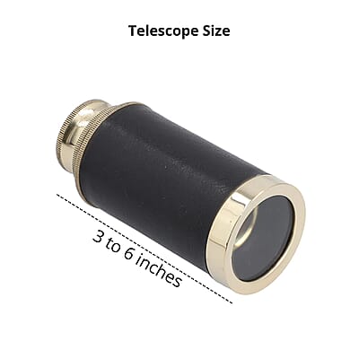Handcrafted Fully Functional Telescope with Black Leather Stitched and Wooden Gift Box