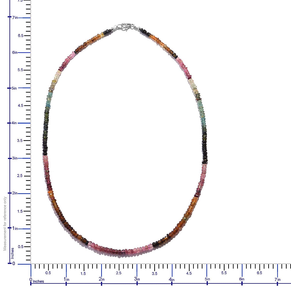 Multi-Tourmaline Beaded Necklace 18 Inches in Sterling Silver 40.00 ctw