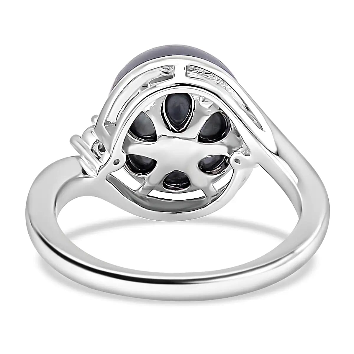 Tahitian Cultured Pearl Ring, White Zircon Accent Ring, Sterling Silver Ring, Pearl Jewelry 0.05 ctw