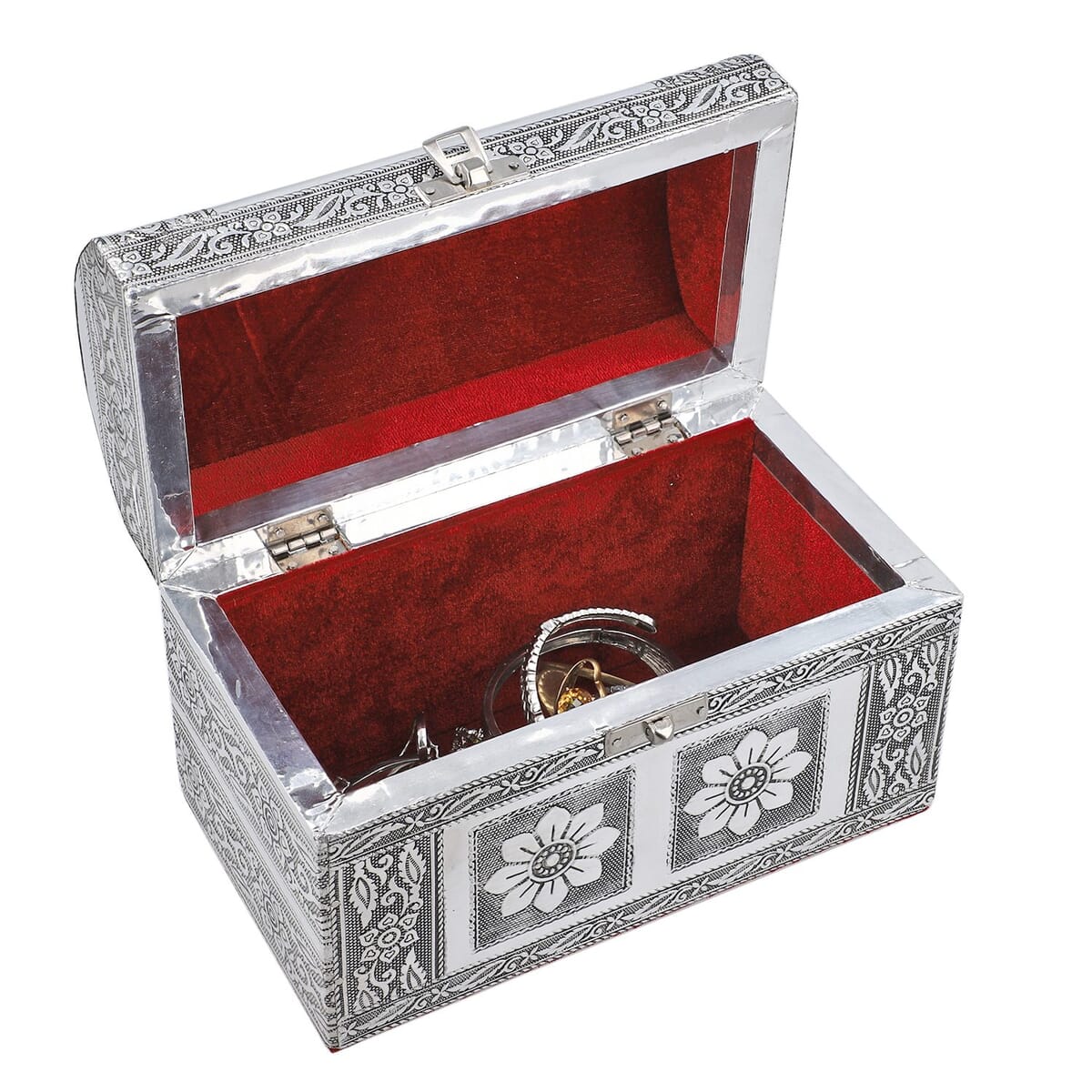 Handcrafted Treasure Box in Silvertone with Scratch Protection Interior image number 5