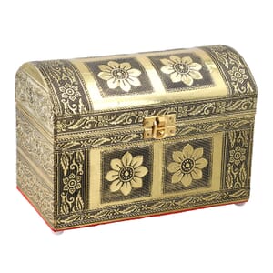 Handcrafted Treasure Box in Goldtone with Scratch Protection Interior