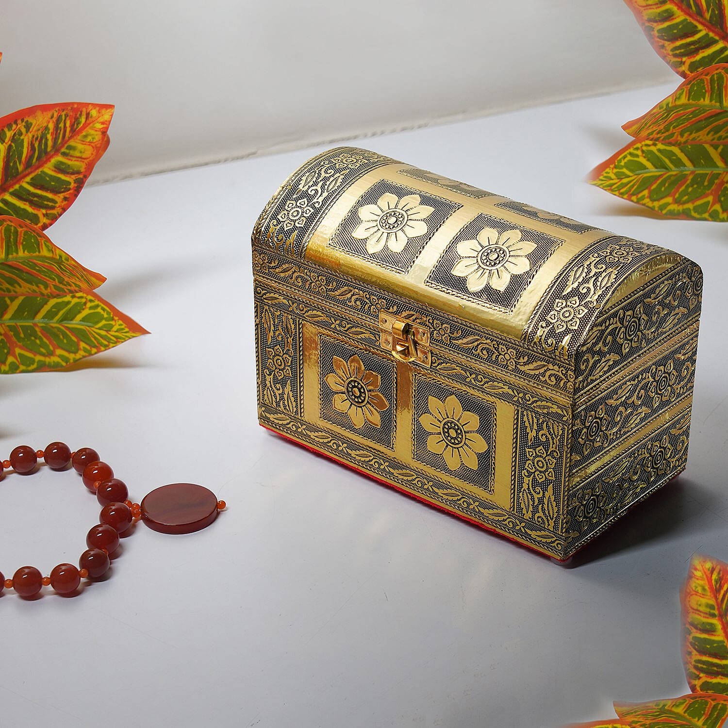 Handcrafted Treasure Box in Goldtone with Scratch Protection Interior