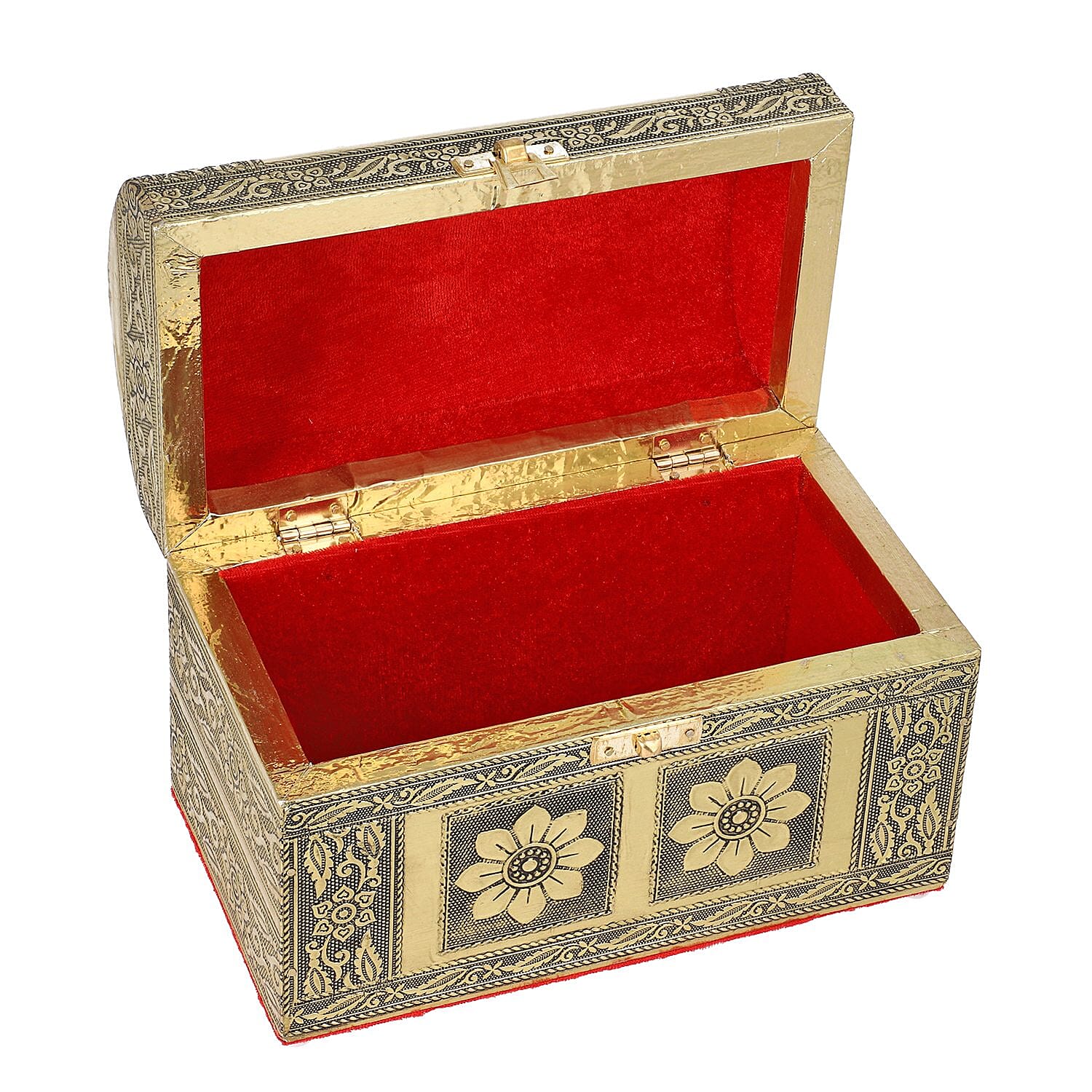 Handcrafted Treasure Box in Goldtone with Scratch Protection Interior