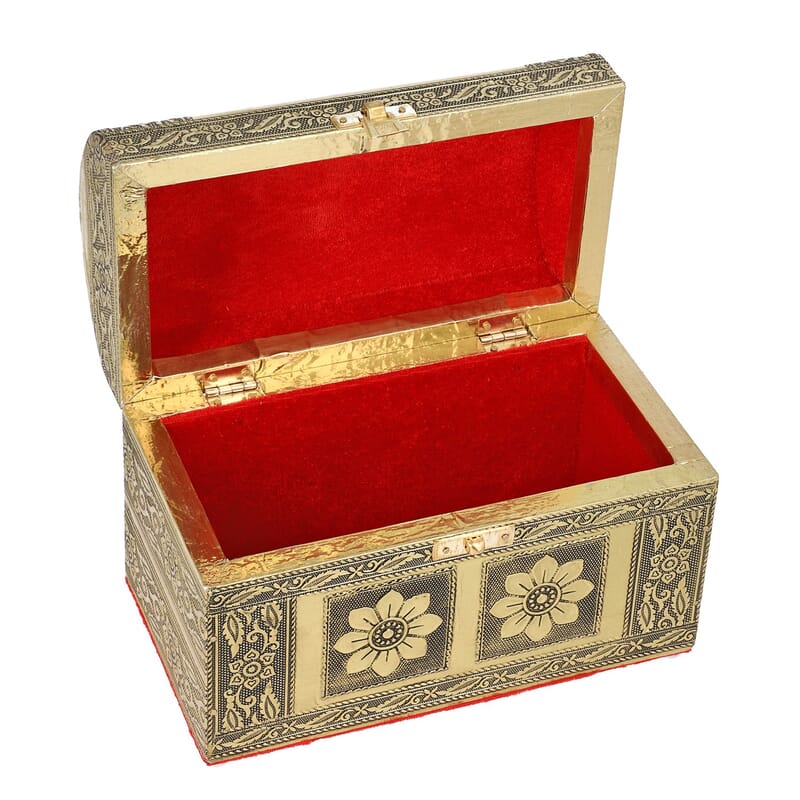 Handcrafted Treasure Box in Goldtone with Scratch Protection Interior
