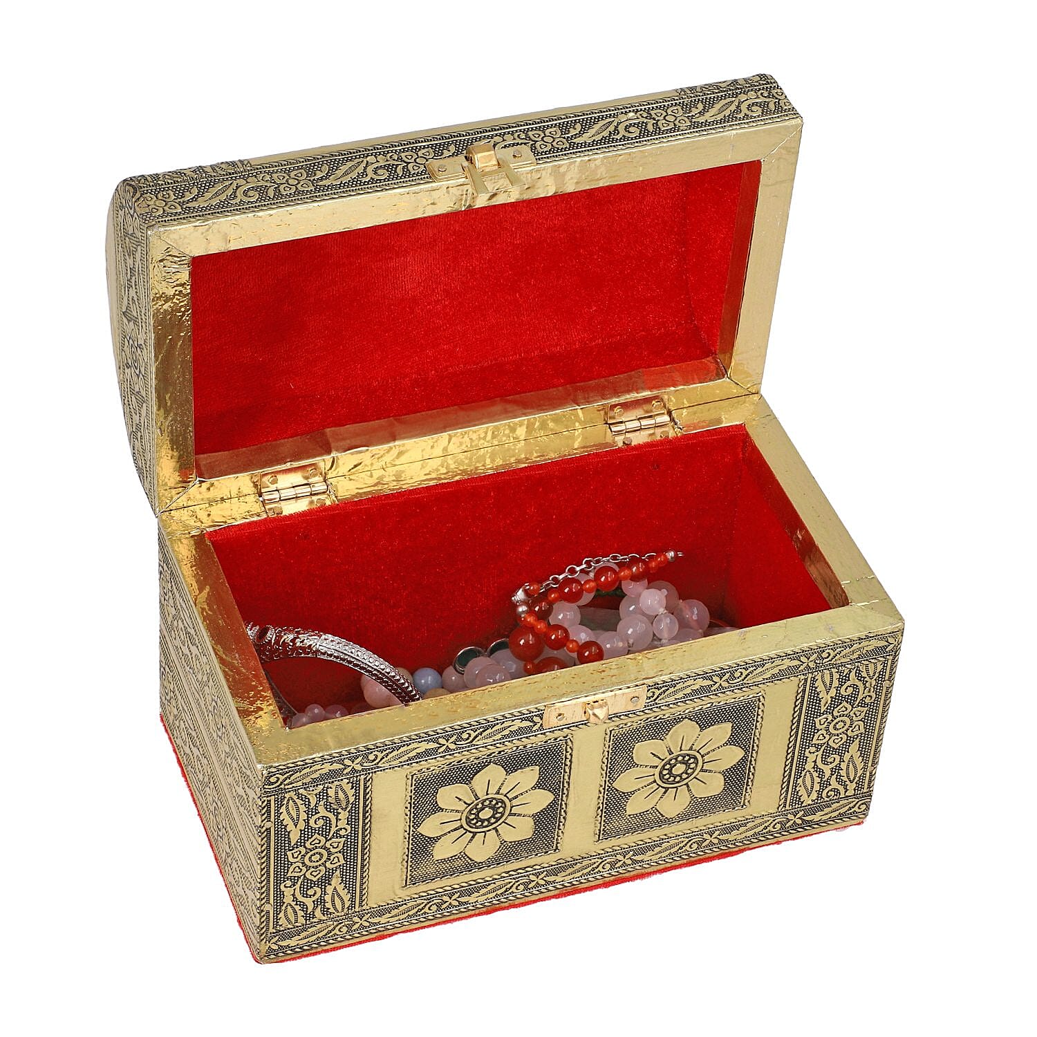 Handcrafted Treasure Box in Goldtone with Scratch Protection Interior
