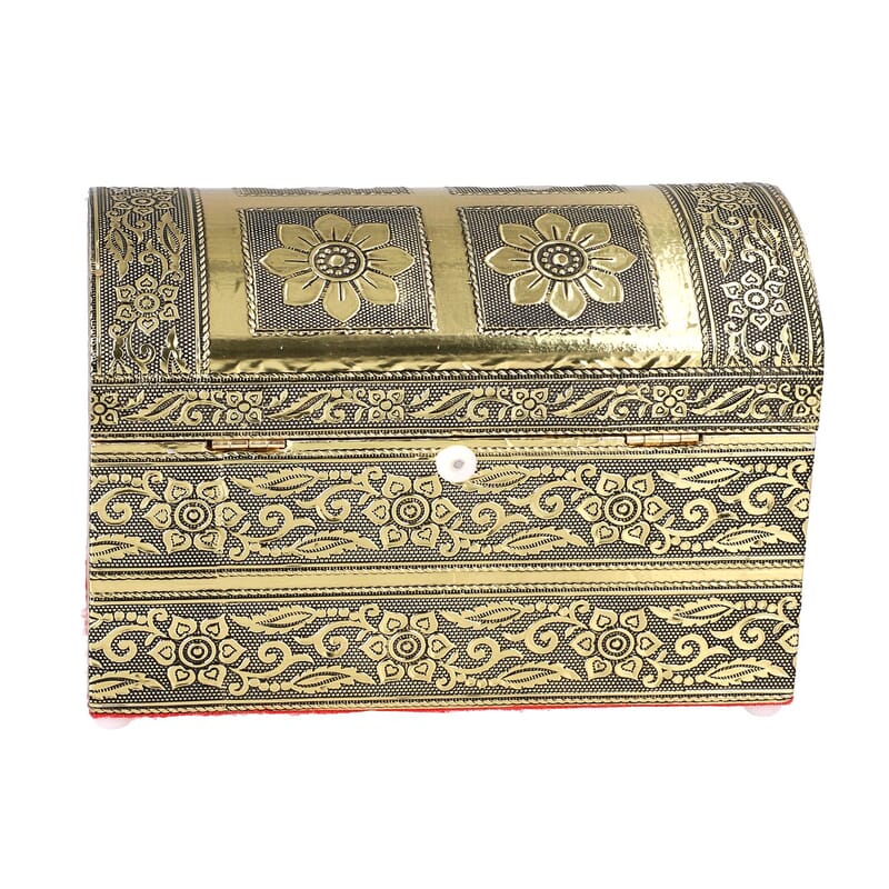 Handcrafted Treasure Box in Goldtone with Scratch Protection Interior