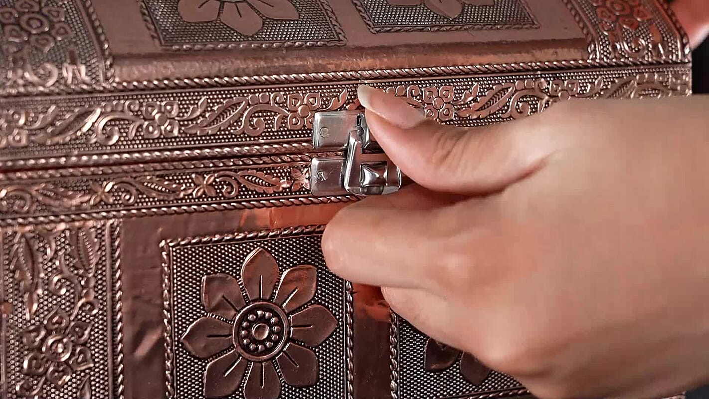 Handcrafted Treasure Box in Silvertone (8x4.5x5.5 in) with Scratch Protection Interior