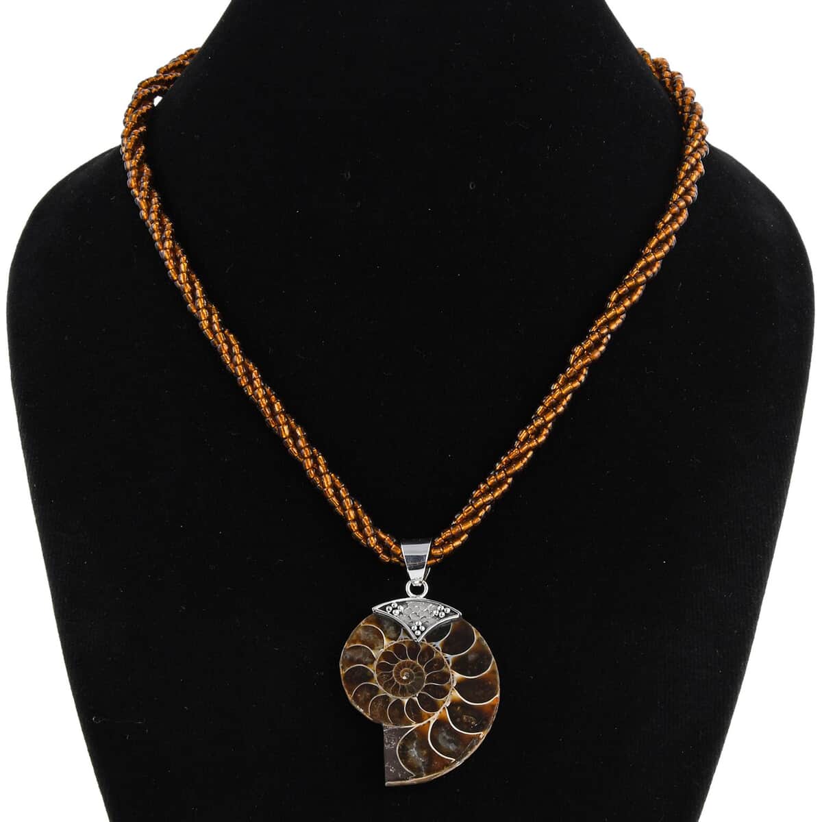 Bali Legacy Ammonite Pendant with Twisted Bead Necklace 20 Inches in Sterling Silver image number 2