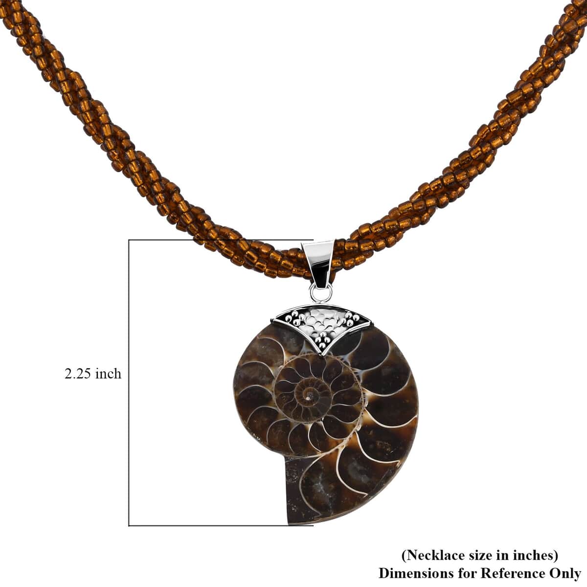 Bali Legacy Ammonite Pendant with Twisted Bead Necklace 20 Inches in Sterling Silver image number 6
