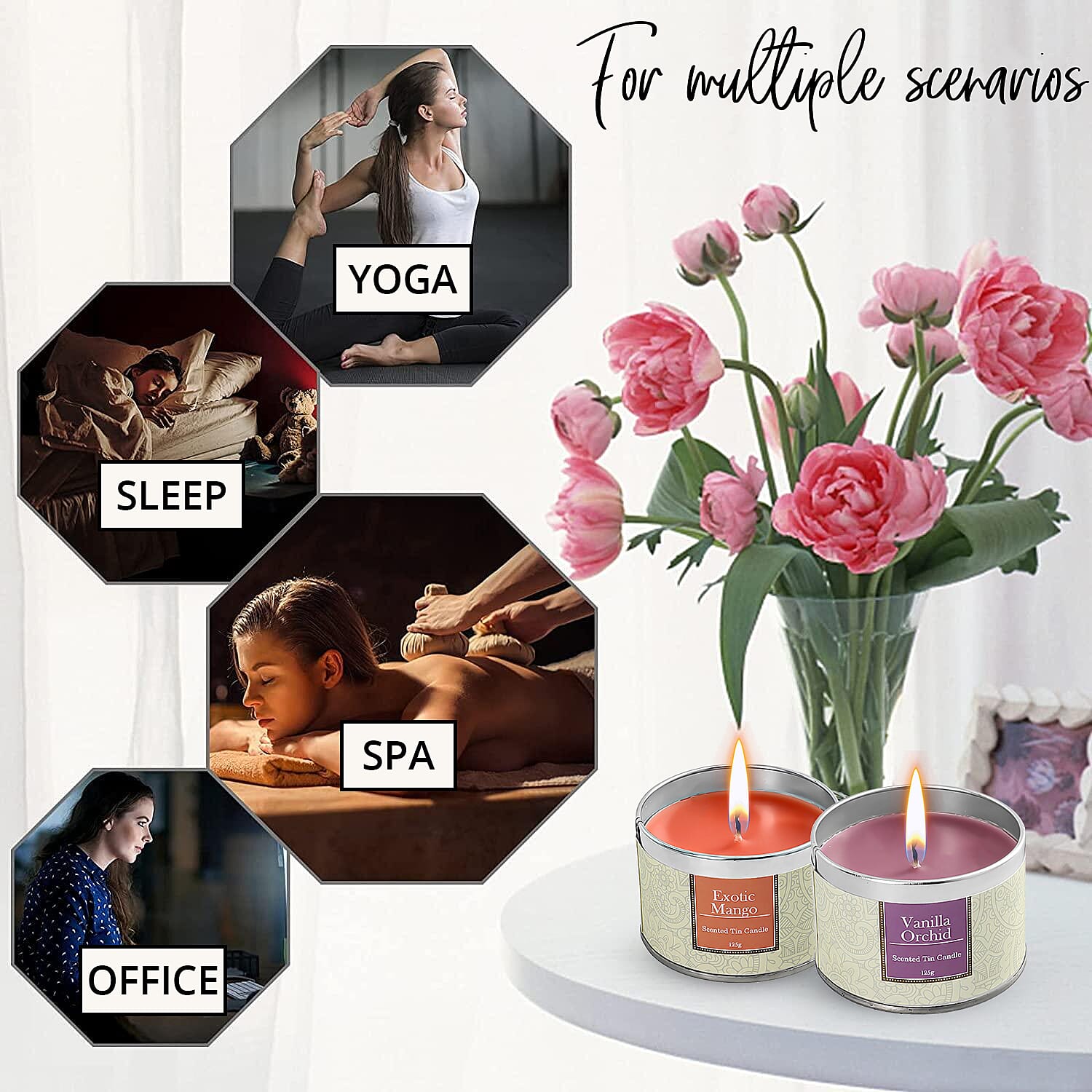 Set of 6 Travel Tin Scented Candles Fragrance