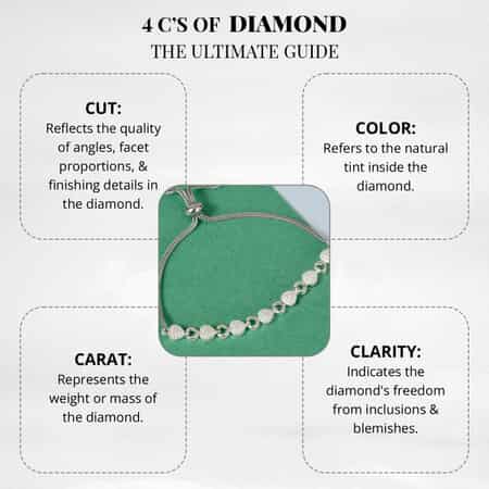 Diamond Accent Bracelet, Adjustable Bolo Bracelet, Heart Bracelet, Stainless Steel And Sterling Silver Bracelet image number 3