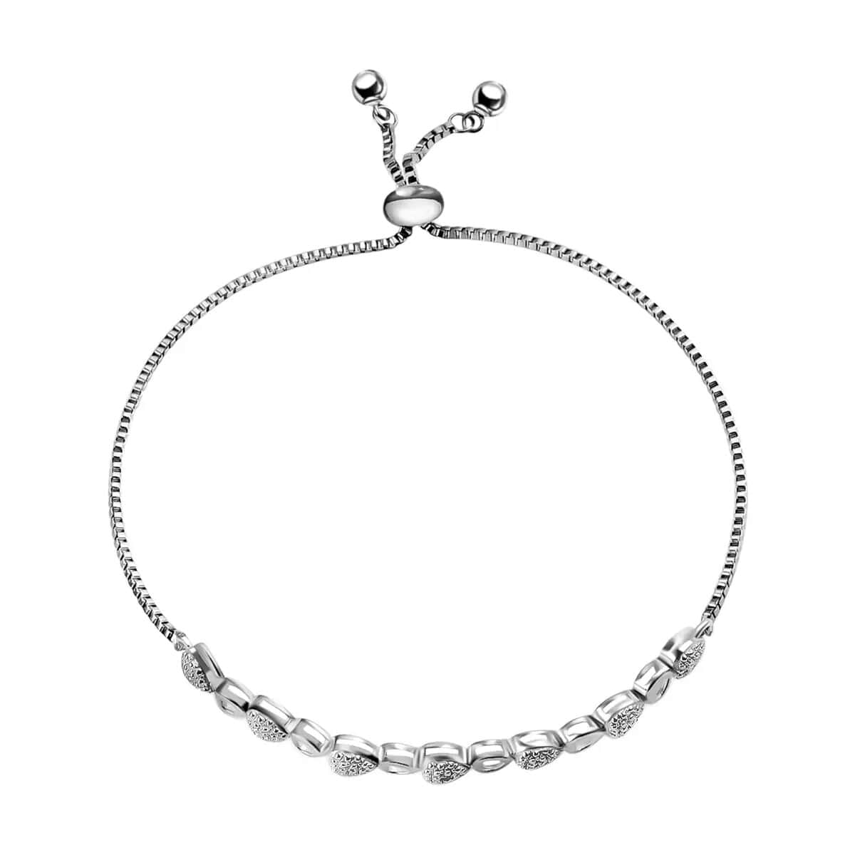 Mother’s Day Gift Diamond Accent Bracelet, Adjustable Bolo Bracelet, Heart Bracelet, Stainless Steel And Sterling Silver Bracelet image number 5