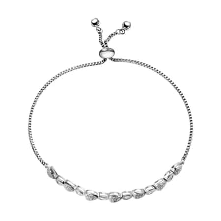 Diamond Accent Bracelet | Adjustable Bolo Bracelet | Heart Bracelet | Stainless Steel And Sterling Silver Bracelet image number 5