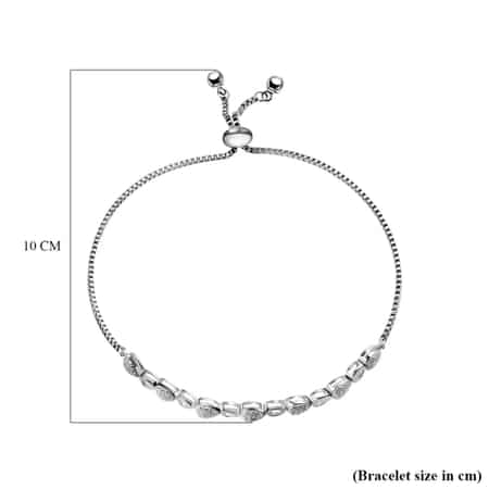 Diamond Accent Bracelet, Adjustable Bolo Bracelet, Heart Bracelet, Stainless Steel And Sterling Silver Bracelet image number 6