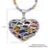 Murano Style and Multi Gemstone Heart Pendant Necklace 20 Inch in Stainless Steel image number 5