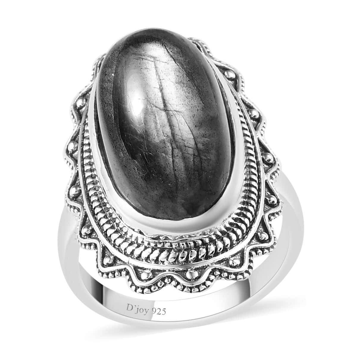 Artisan Crafted Malagasy Labradorite Elongated Ring in Sterling Silver (Size 6.0) 10.85 ctw image number 0