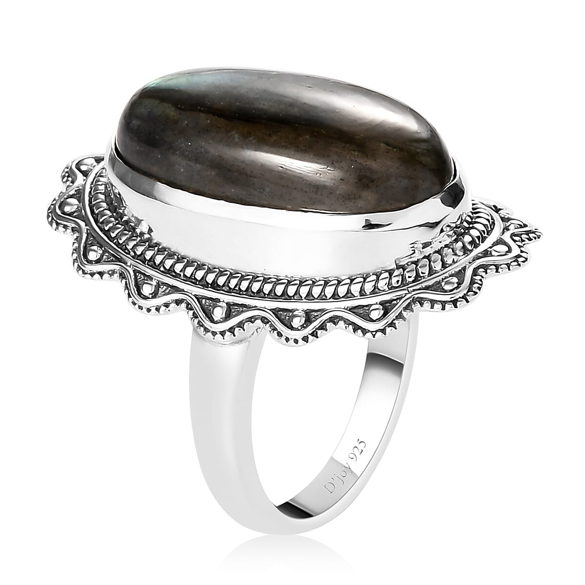 Artisan Crafted Malagasy Labradorite Elongated Ring in Sterling Silver (Size 7.0) 10.85 ctw image number 3